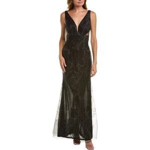 Marchesa Notte Glitter Gown in Black